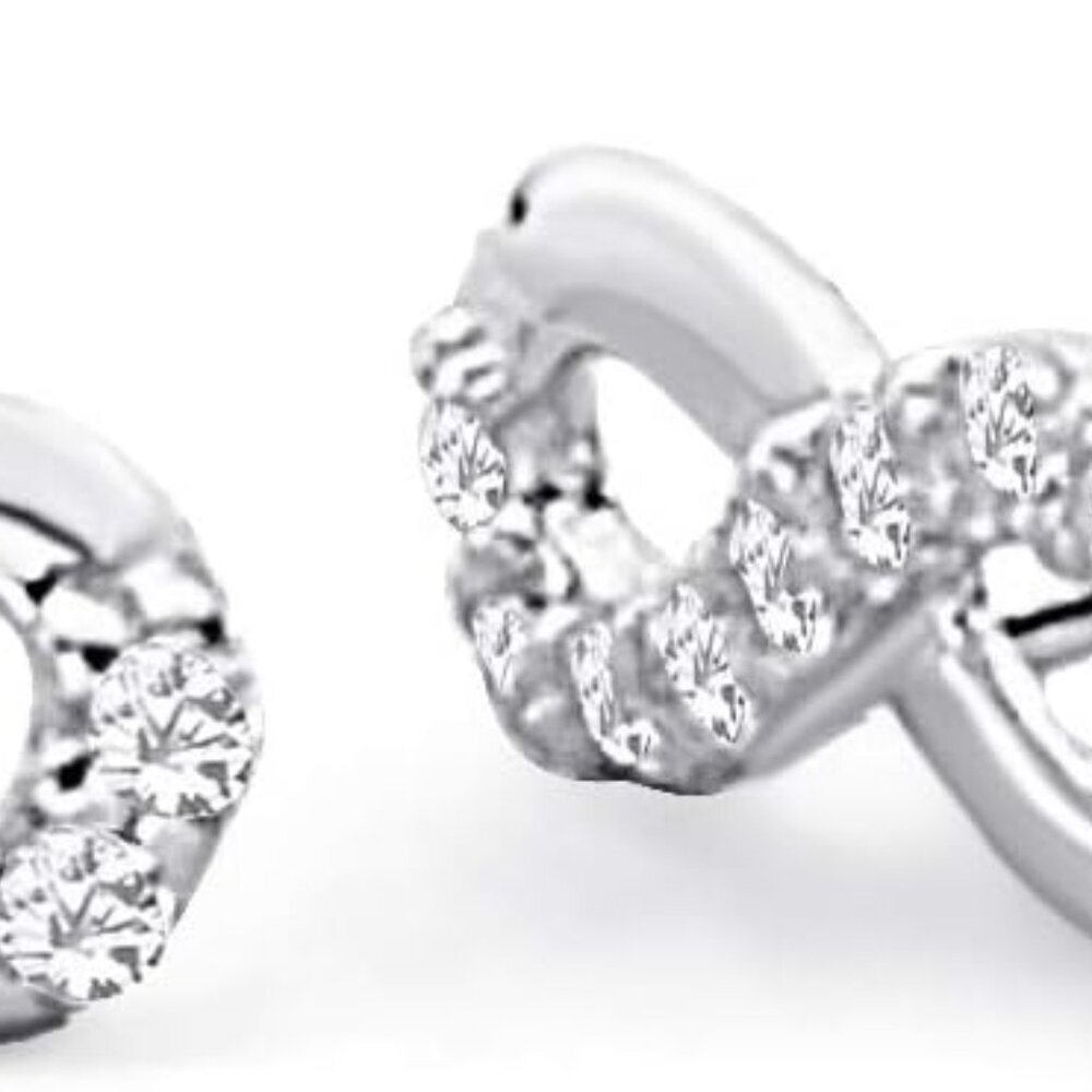 14k REAL White Gold Infinity Stud Earrings with Screw Back